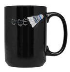 Badminton Player Black Coffee Mug, Gift Coffee Mug