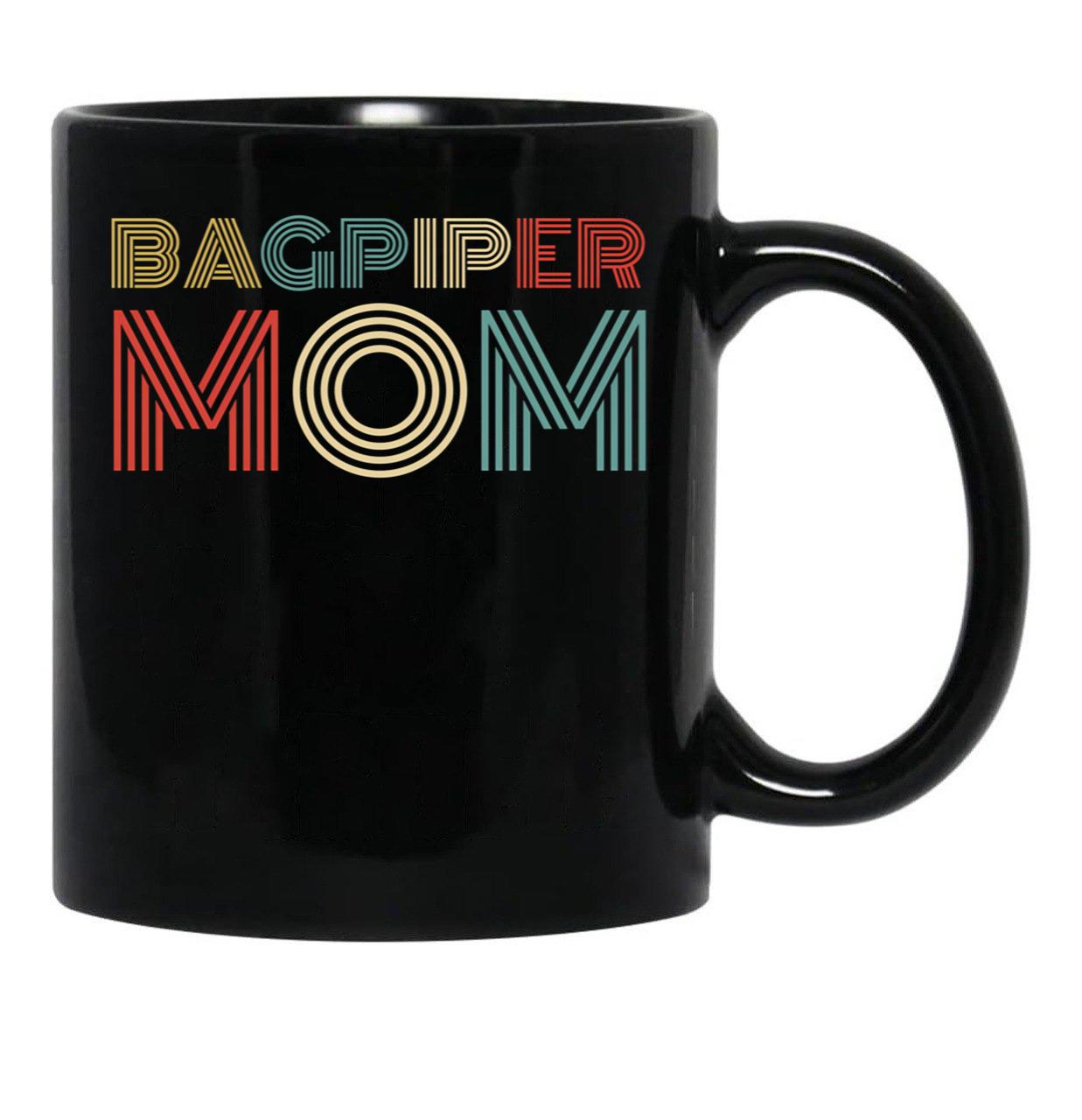 Bagpiper Mom. Bagpipe Instrument Black Coffee Mug, Gift Coffee Mug - Black