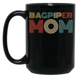 Bagpiper Mom. Bagpipe Instrument Black Coffee Mug, Gift Coffee Mug
