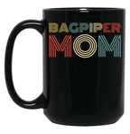 Bagpiper Mom. Bagpipe Instrument Black Coffee Mug, Gift Coffee Mug