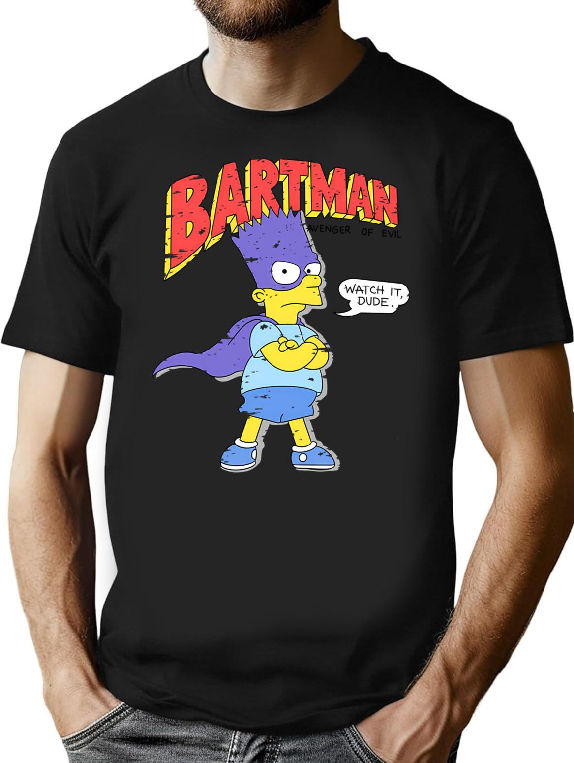 Bartman Distressed Retro 80S Shirt Vintage Look T-Shirt for Men & Women, T-Shirts Graphic Tee - Black