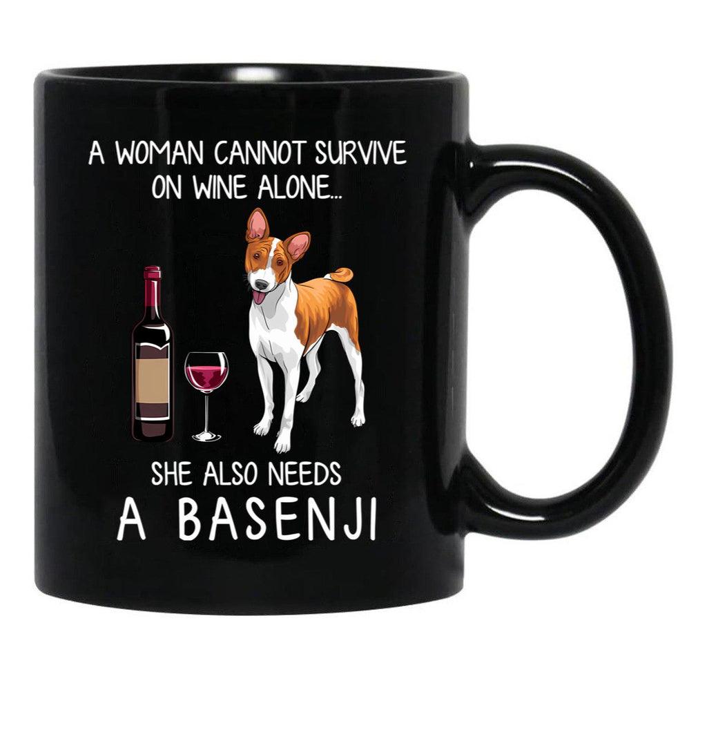 Basenji And Wine Funny Dog Black Coffee Mug, Gift Coffee Mug - Black