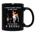 Basenji And Wine Funny Dog Black Coffee Mug, Gift Coffee Mug - Black