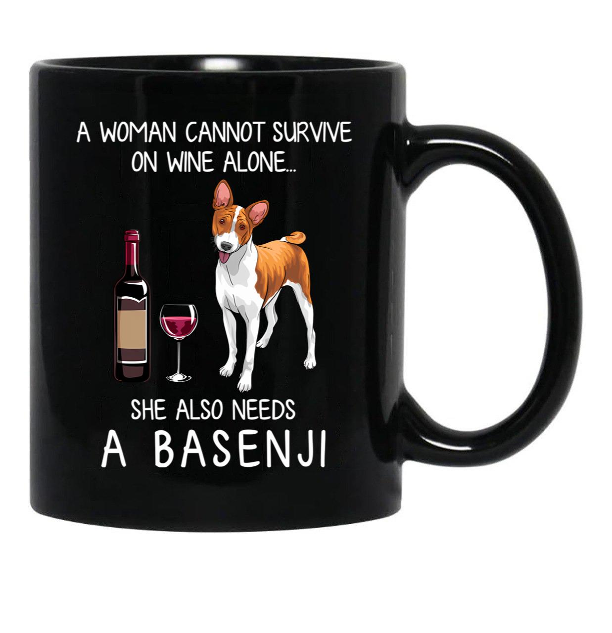 Basenji And Wine Funny Dog Black Coffee Mug, Gift Coffee Mug - Black
