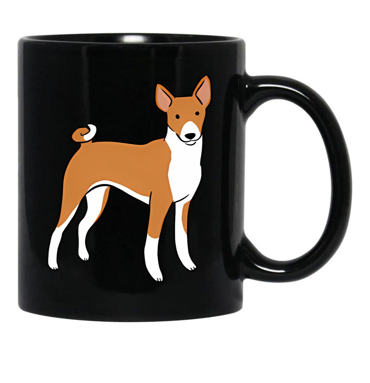 Basenji Dog Cute Illustration Black Coffee Mug, Gift Coffee Mug - Black