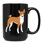 Basenji Dog Cute Illustration Black Coffee Mug, Gift Coffee Mug