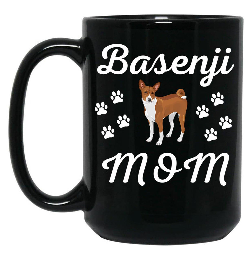Basenji Mom Sketch Black Coffee Mug, Gift Coffee Mug
