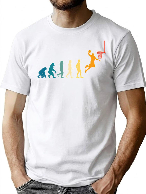 Basketball Evolution Vintage Colors T-Shirt for Men & Women, T-Shirts Graphic Tee - White