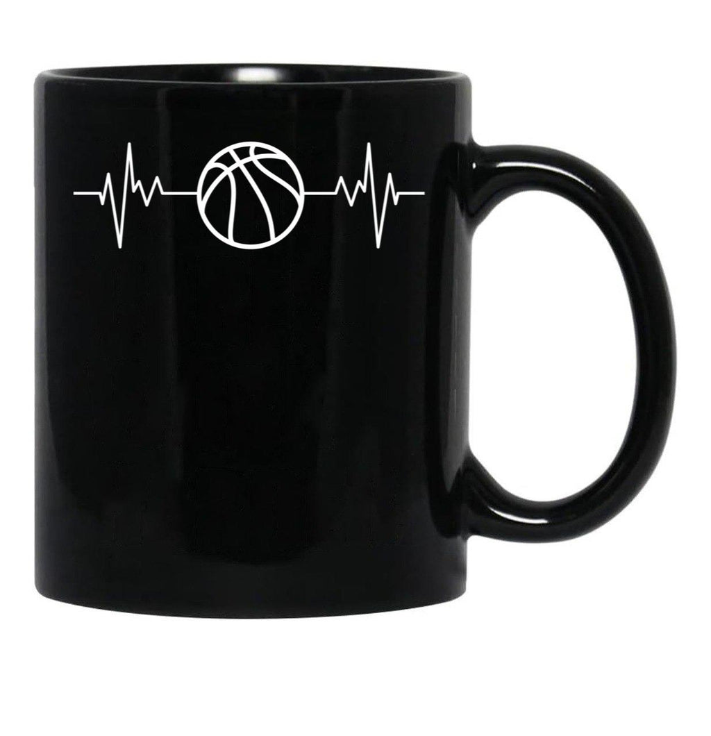 Basketball Heartbeat Cool Funny Basketball Lover Black Coffee Mug, Gift Coffee Mug - Black