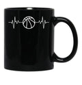 Basketball Heartbeat Cool Funny Basketball Lover Black Coffee Mug, Gift Coffee Mug - Black