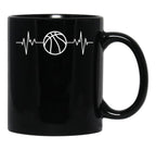 Basketball Heartbeat Cool Funny Basketball Lover Black Coffee Mug, Gift Coffee Mug - Black