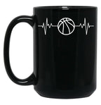 Basketball Heartbeat Cool Funny Basketball Lover Black Coffee Mug, Gift Coffee Mug
