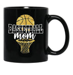 Basketball Mom Basket Hoop Black Coffee Mug, Gift Coffee Mug - Black