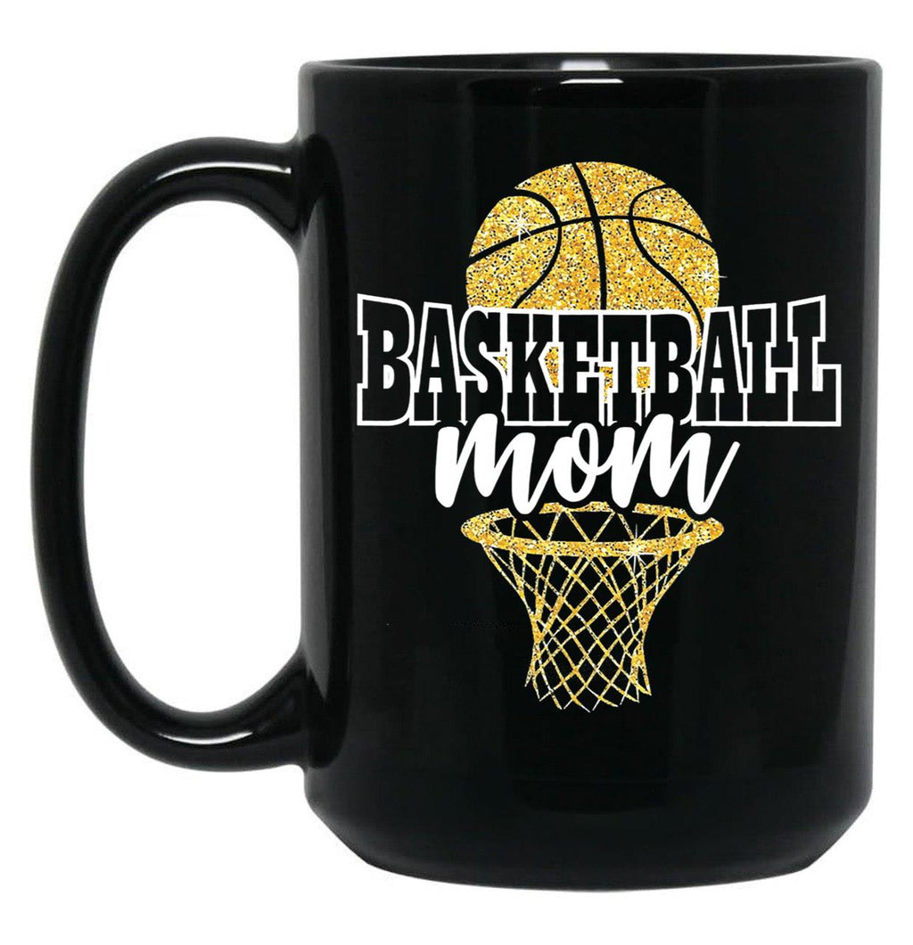 Basketball Mom Basket Hoop Black Coffee Mug, Gift Coffee Mug