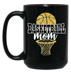Basketball Mom Basket Hoop Black Coffee Mug, Gift Coffee Mug