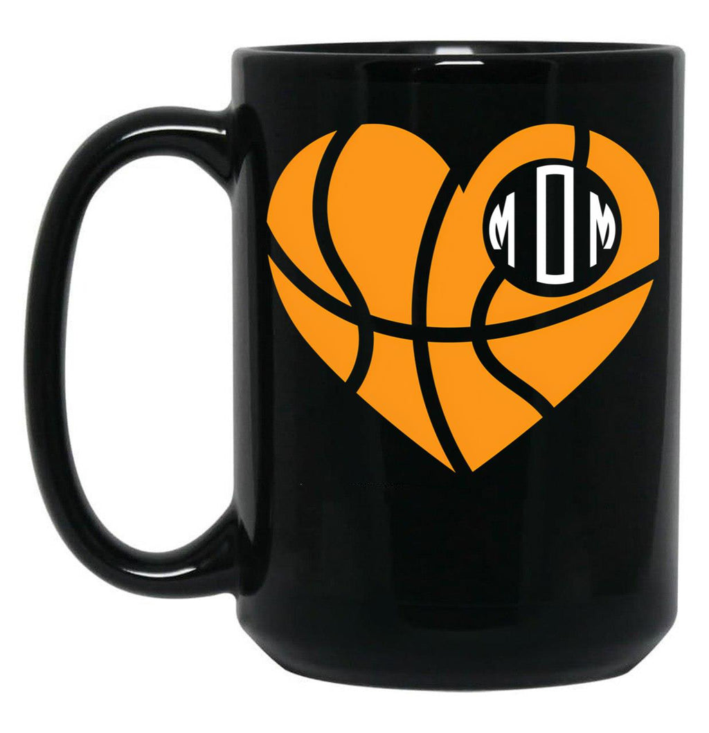 Basketball Mom Cute Team Mother Game Support Black Coffee Mug, Gift Coffee Mug