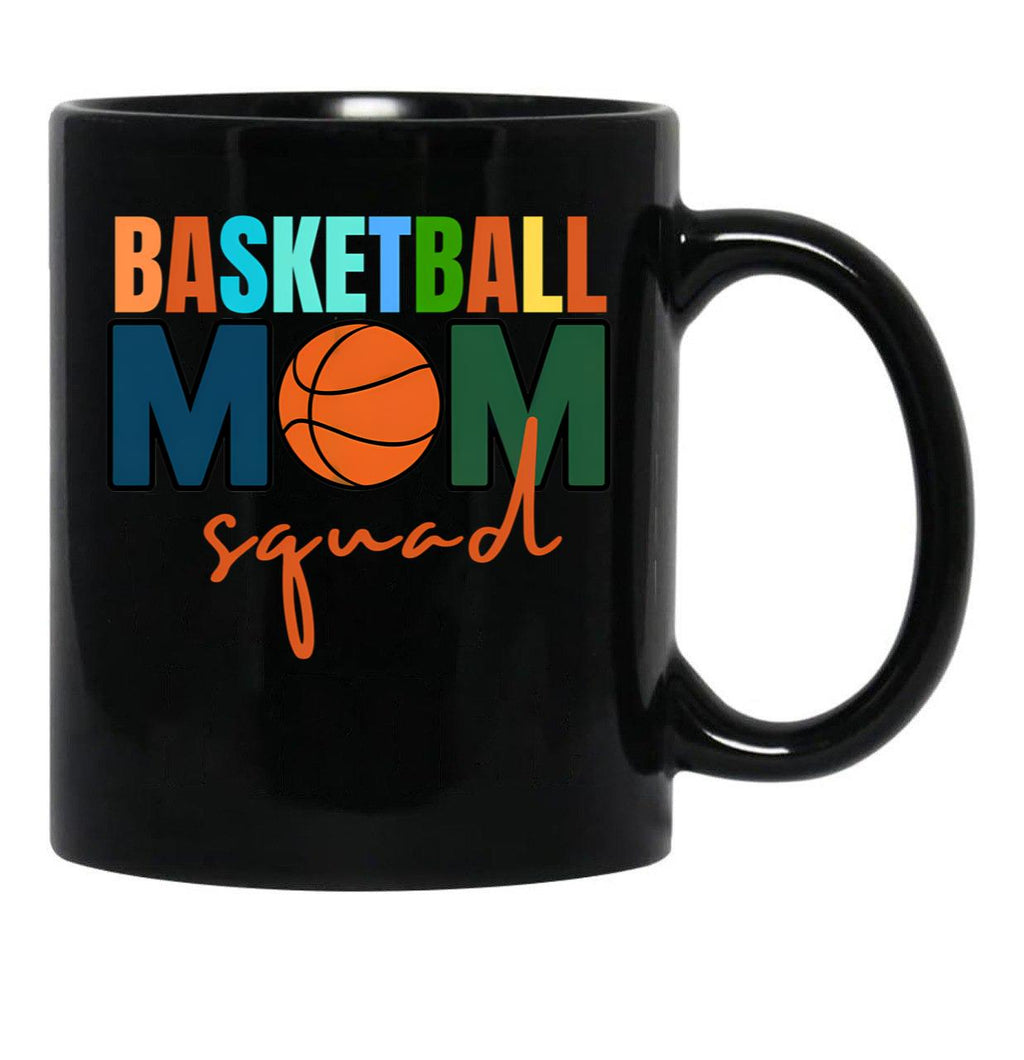 Basketball Mom Squad Black Coffee Mug, Gift Coffee Mug - Black
