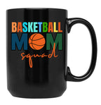 Basketball Mom Squad Black Coffee Mug, Gift Coffee Mug