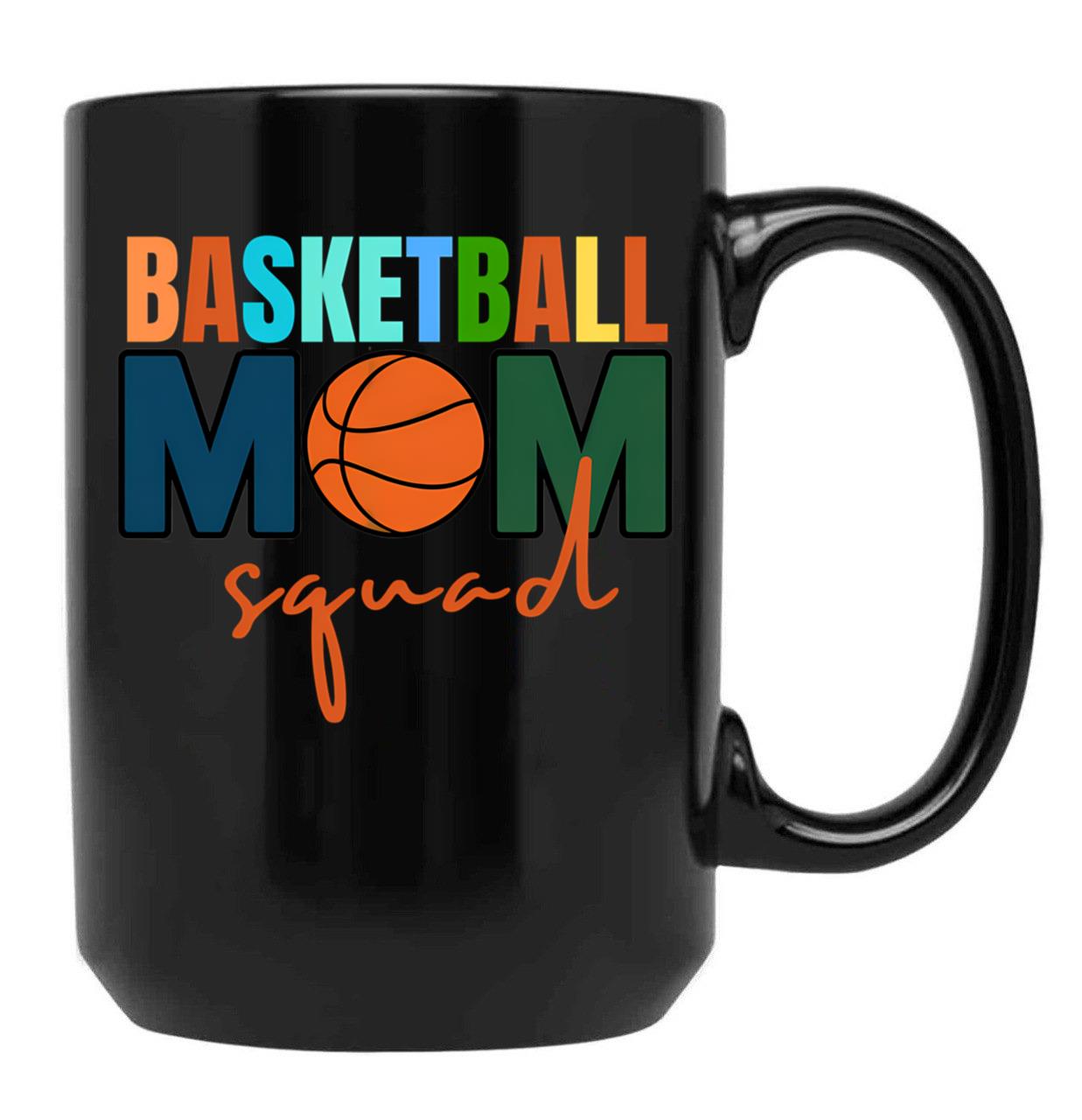 Basketball Mom Squad Black Coffee Mug, Gift Coffee Mug