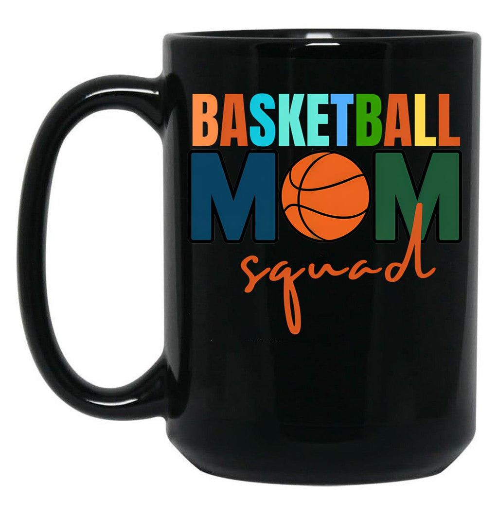 Basketball Mom Squad Black Coffee Mug, Gift Coffee Mug