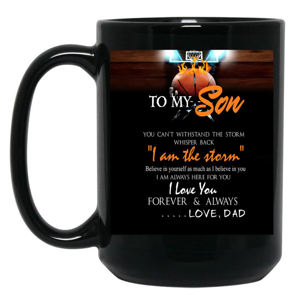 Basketball To Son From Dad Basketball Table Black Coffee Mug