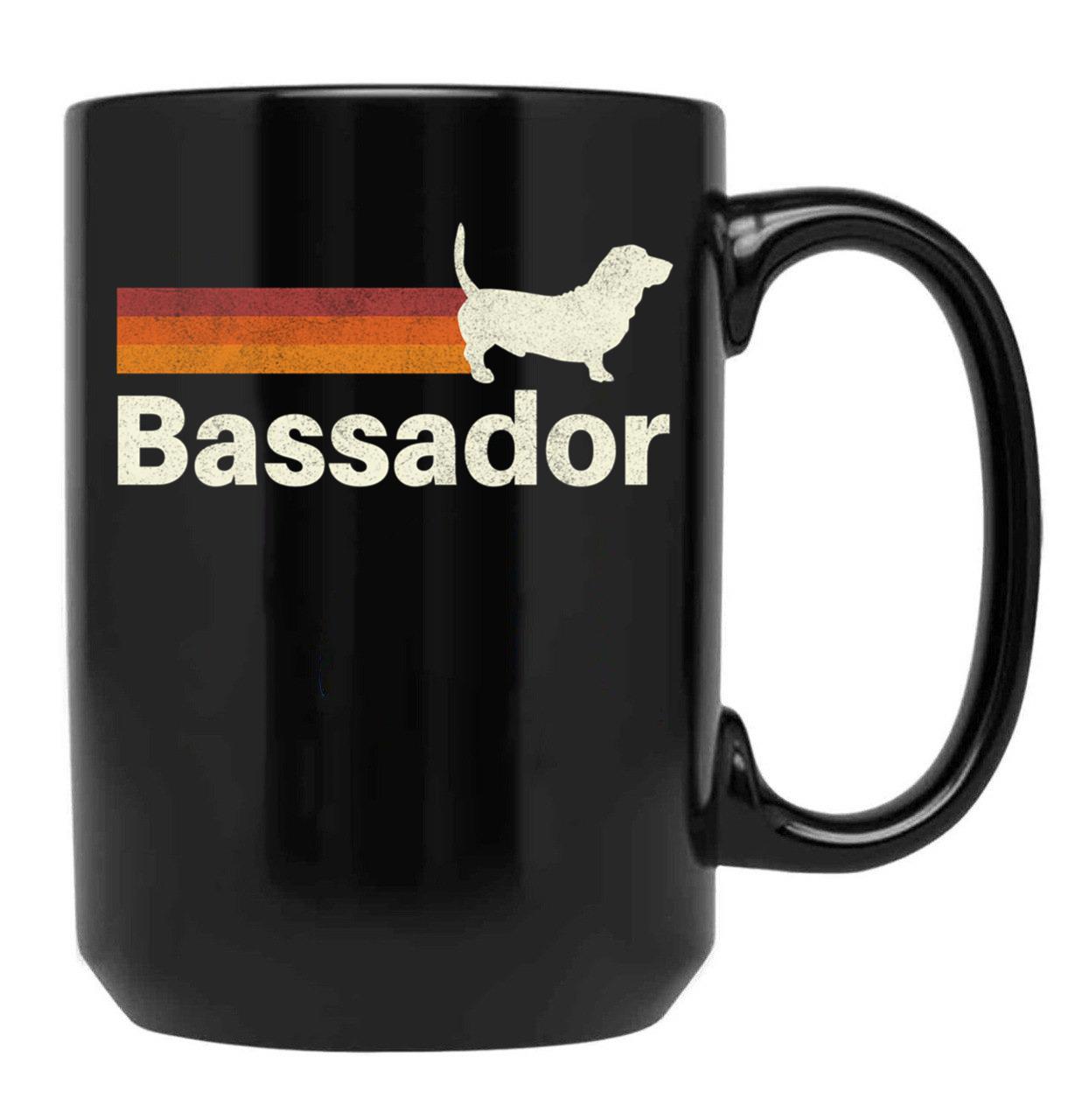 Bassador Dog Vintage Retro Pet Lover Black Coffee Mug, Gift Coffee Mug