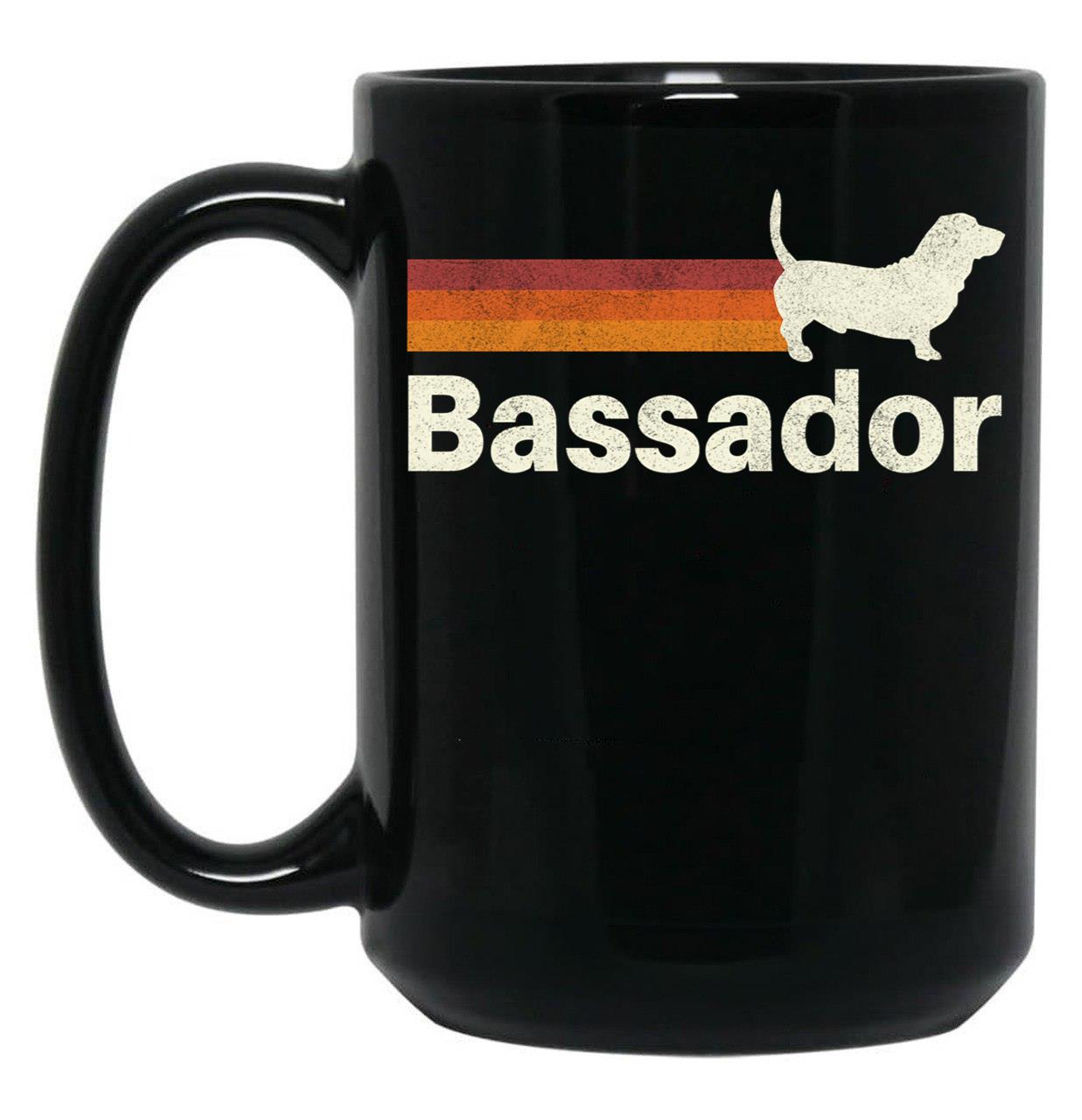 Bassador Dog Vintage Retro Pet Lover Black Coffee Mug, Gift Coffee Mug