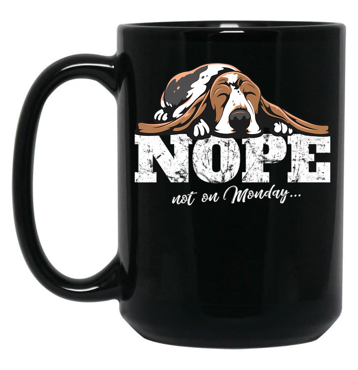 Basset Hound Gift Idea Black Coffee Mug, Gift Coffee Mug