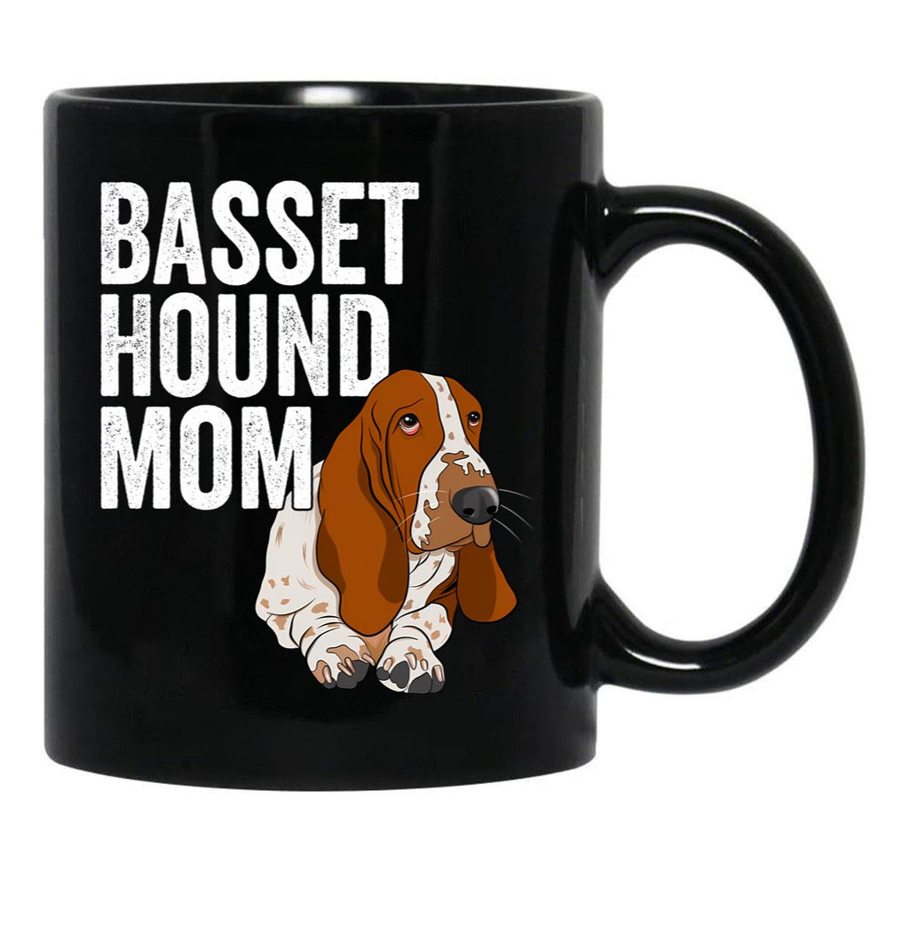 Basset Hound Mom Black Coffee Mug, Gift Coffee Mug - Black