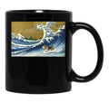 Basset Hound Surfing Black Coffee Mug, Gift Coffee Mug - Black