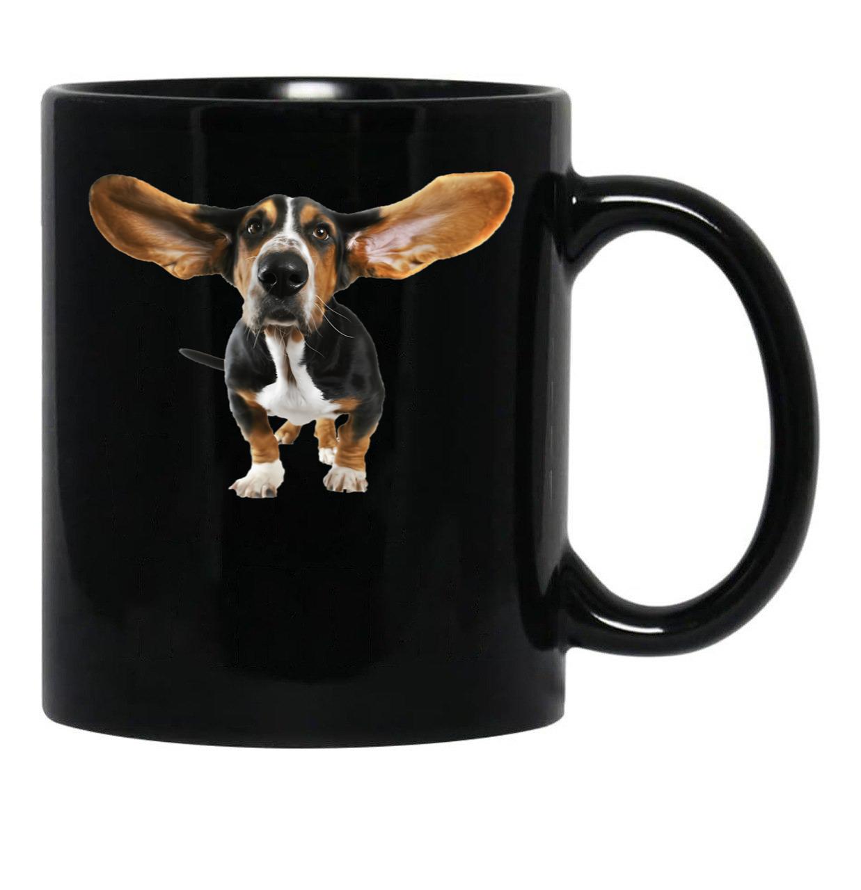 Basset Hound Black Coffee Mug, Gift Coffee Mug - Black