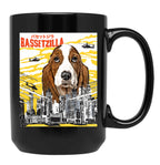 Bassetzilla Funny Dog T-Shirt - Gift For Basset Dog Lovers Black Coffee Mug, Gift Coffee Mug