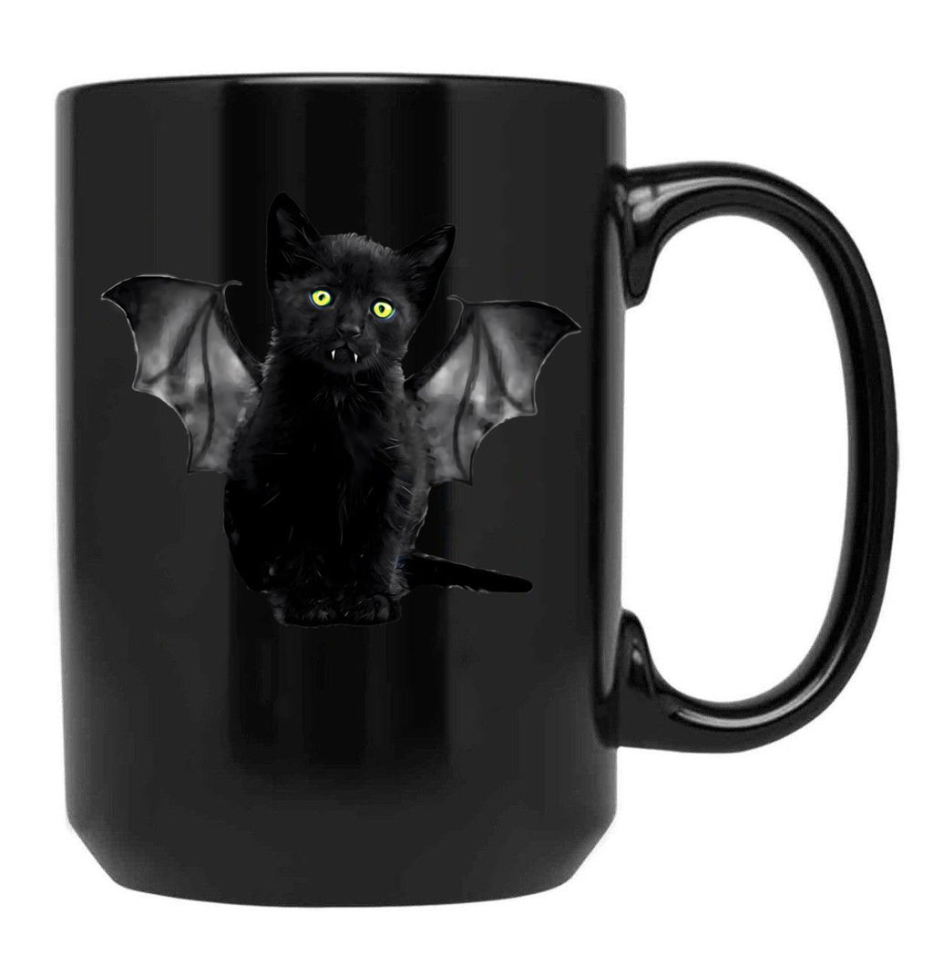 Batcat Black Cat Kitten Bat Funny T-Shirt Black Coffee Mug, Gift Coffee Mug
