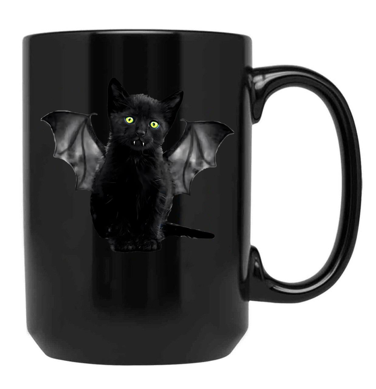 Batcat Black Cat Kitten Bat Funny T-Shirt Black Coffee Mug, Gift Coffee Mug