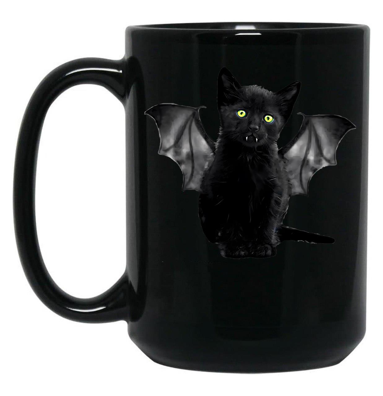 Batcat Black Cat Kitten Bat Funny T-Shirt Black Coffee Mug, Gift Coffee Mug