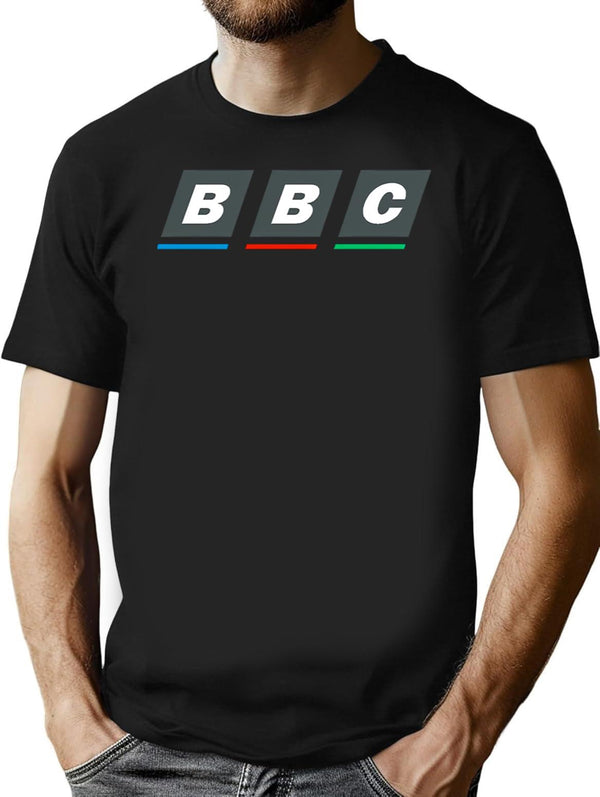 Bbc Retro Logo Classic Premium Heavyweight Cotton T-Shirt - Black