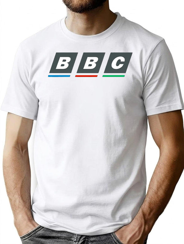 Bbc Retro Logo Classic Premium Heavyweight Cotton T-Shirt - White