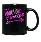 Be A Warrior Not A Worrier - Workout Gym - Empowering Life Quotes - Funny Women'S Workout Tee Running Shirts Funny Gym Shirts Yoga Shirt Coach0 Black Coffee Mug, Gift Coffee Mug - Black