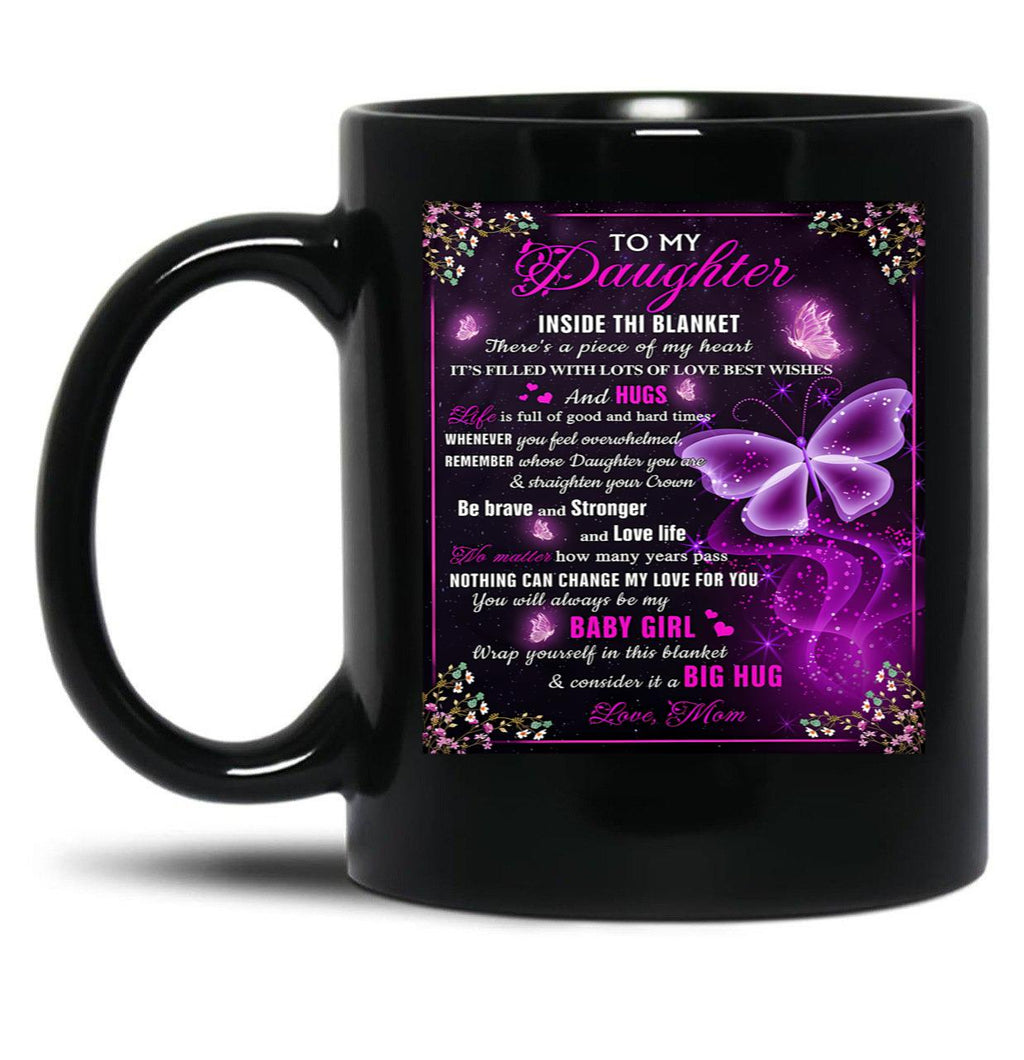 Be Brave And Stronger And Love Life Baby Girl Black Coffee Mug