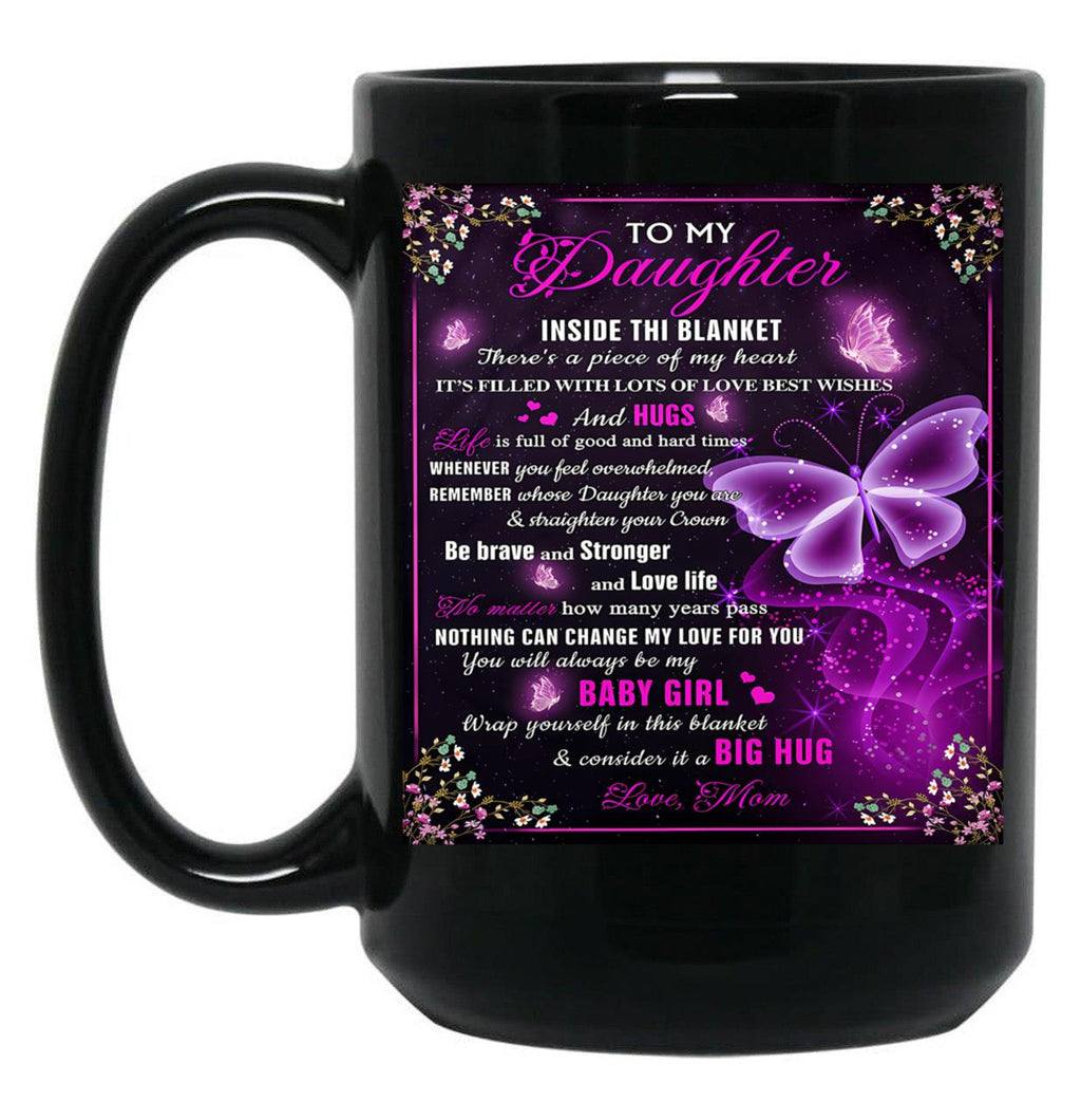 Be Brave And Stronger And Love Life Baby Girl Black Coffee Mug