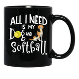 Beagle Dog Softball Player Dog Lover Gift Cute Funny Saying Black Coffee Mug, Gift Coffee Mug - Black
