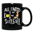 Beagle Dog Softball Player Dog Lover Gift Cute Funny Saying Black Coffee Mug, Gift Coffee Mug - Black
