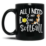 Beagle Dog Softball Player Dog Lover Gift Cute Funny Saying Black Coffee Mug, Gift Coffee Mug - Black