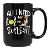 Beagle Dog Softball Player Dog Lover Gift Cute Funny Saying Black Coffee Mug, Gift Coffee Mug
