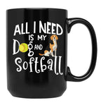 Beagle Dog Softball Player Dog Lover Gift Cute Funny Saying Black Coffee Mug, Gift Coffee Mug