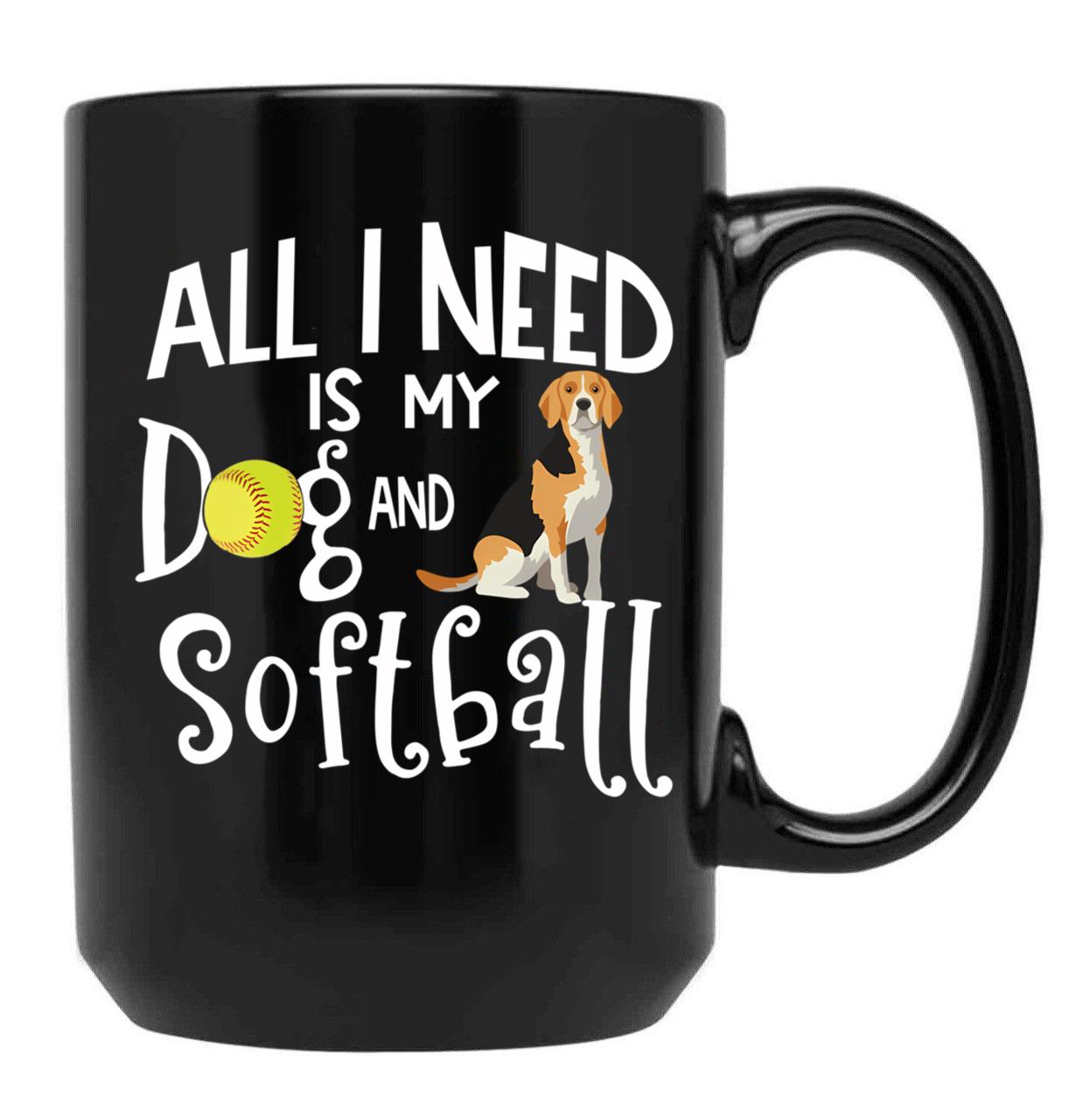 Beagle Dog Softball Player Dog Lover Gift Cute Funny Saying Black Coffee Mug, Gift Coffee Mug