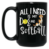 Beagle Dog Softball Player Dog Lover Gift Cute Funny Saying Black Coffee Mug, Gift Coffee Mug