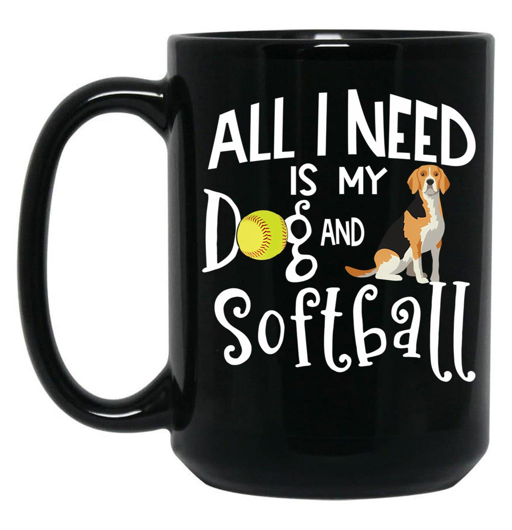 Beagle Dog Softball Player Dog Lover Gift Cute Funny Saying Black Coffee Mug, Gift Coffee Mug