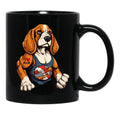 Beagle Dog With Tattoo I Love Mom 300Dpi Black Coffee Mug, Gift Coffee Mug - Black