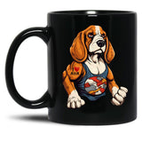 Beagle Dog With Tattoo I Love Mom 300Dpi Black Coffee Mug, Gift Coffee Mug - Black